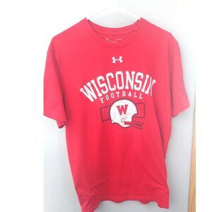 Wisconsin Badgers Football Under Armour T-Shirt – Men’s L – Red